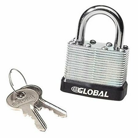 GLOBAL INDUSTRIAL General Security Laminated Steel Padlock, Bumper & 2 Keys, Keyed Differently 443231